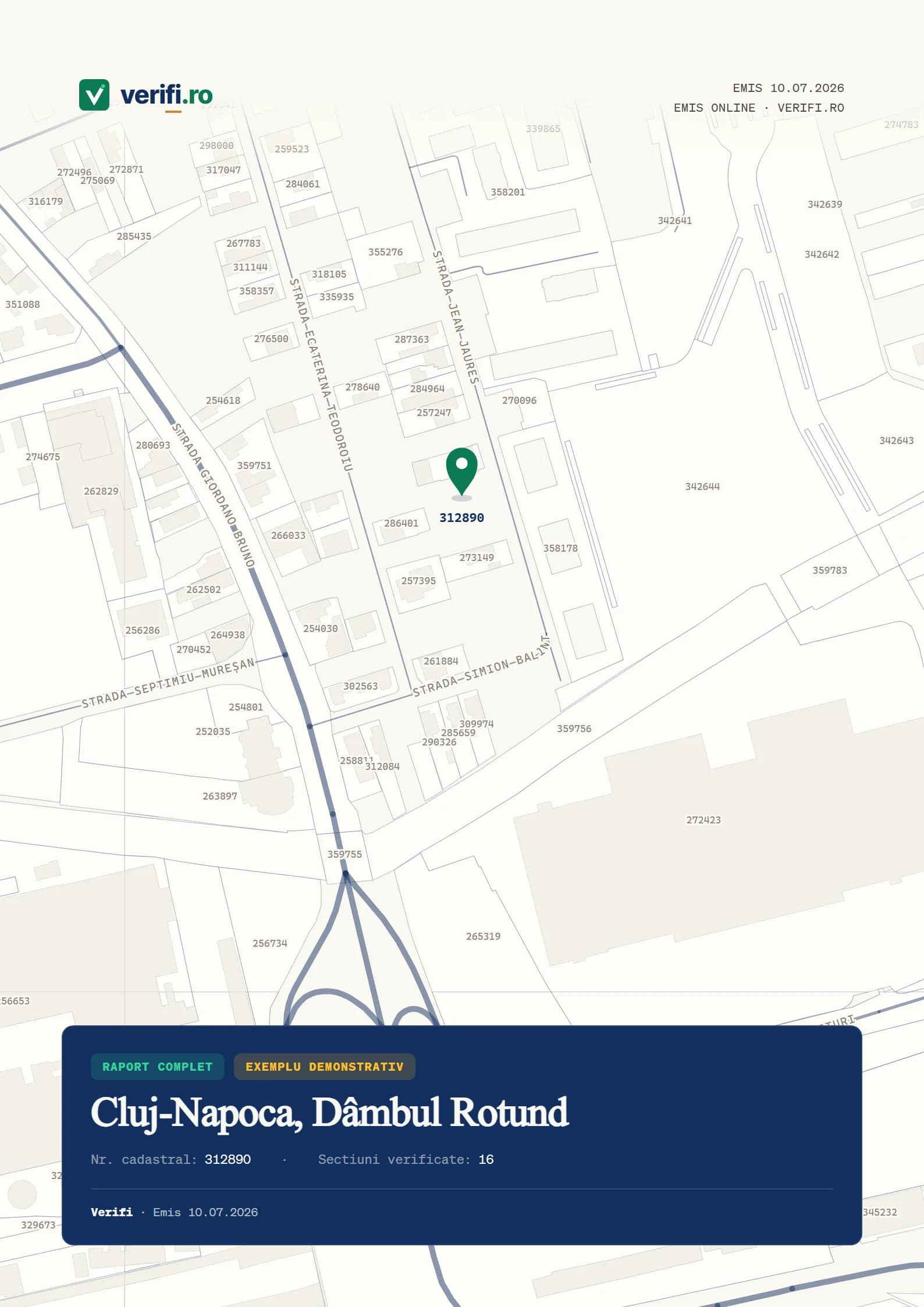 Coperta raportului exemplu Verifi pentru un imobil din Cluj-Napoca.